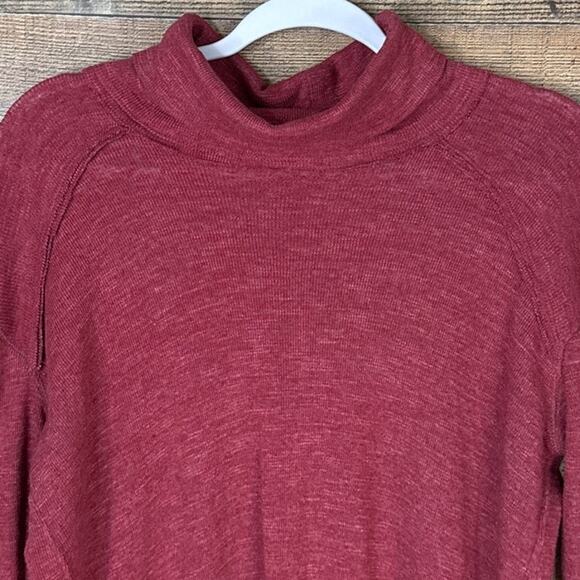 We The Free People Split Back Turtleneck Top Long Sleeve Brick Red Size Medium - Picture 2 of 11